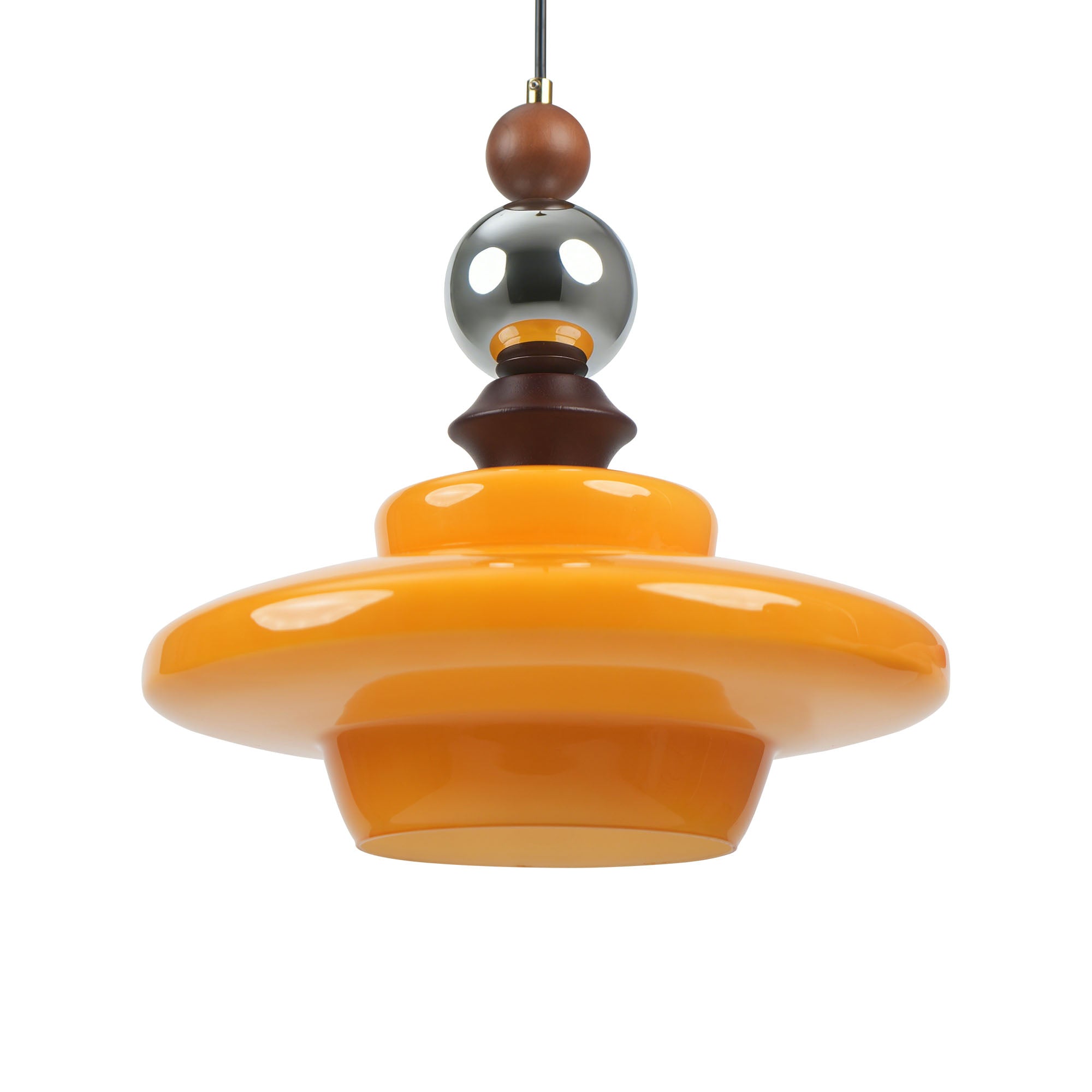 Dehowell Mid Century Glass Pendant Lamp With Wood & Metal Accents For Kitchen Island Living Dining Room