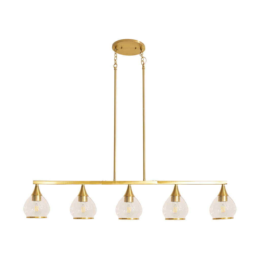 Dehowell 5-Light 40.94'' W Linear Kitchen Island Pendant with Clear Glass Shades