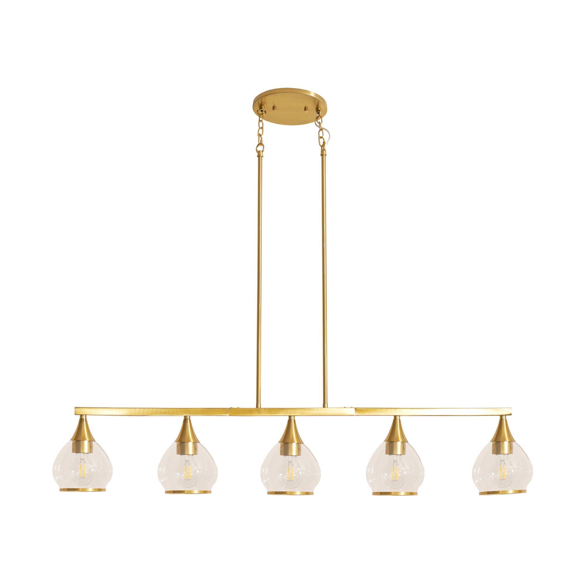 Dehowell 5-Light 40.94'' W Linear Kitchen Island Pendant with Clear Glass Shades