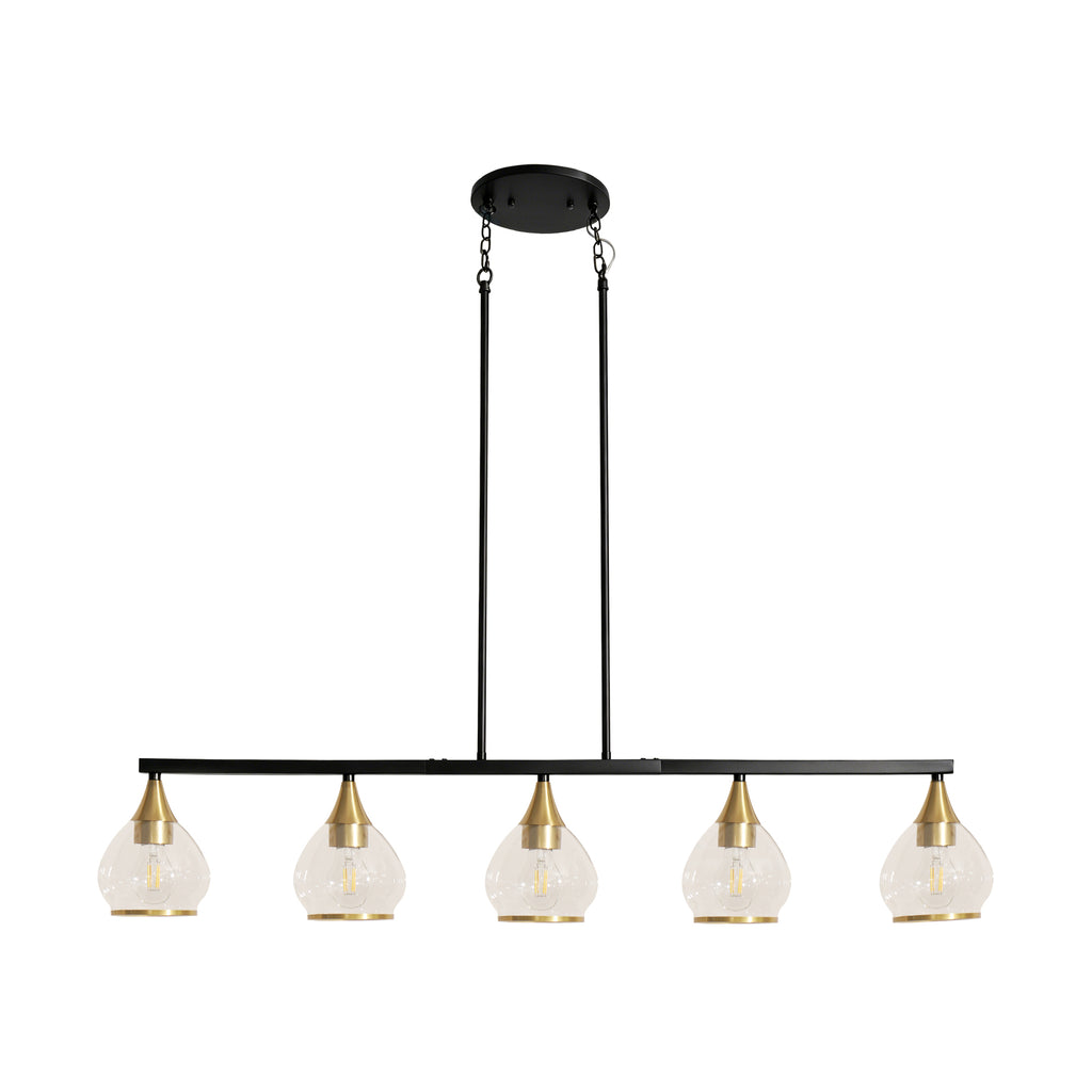 Dehowell 5-Light 40.94'' W Linear Kitchen Island Pendant with Clear Glass Shades