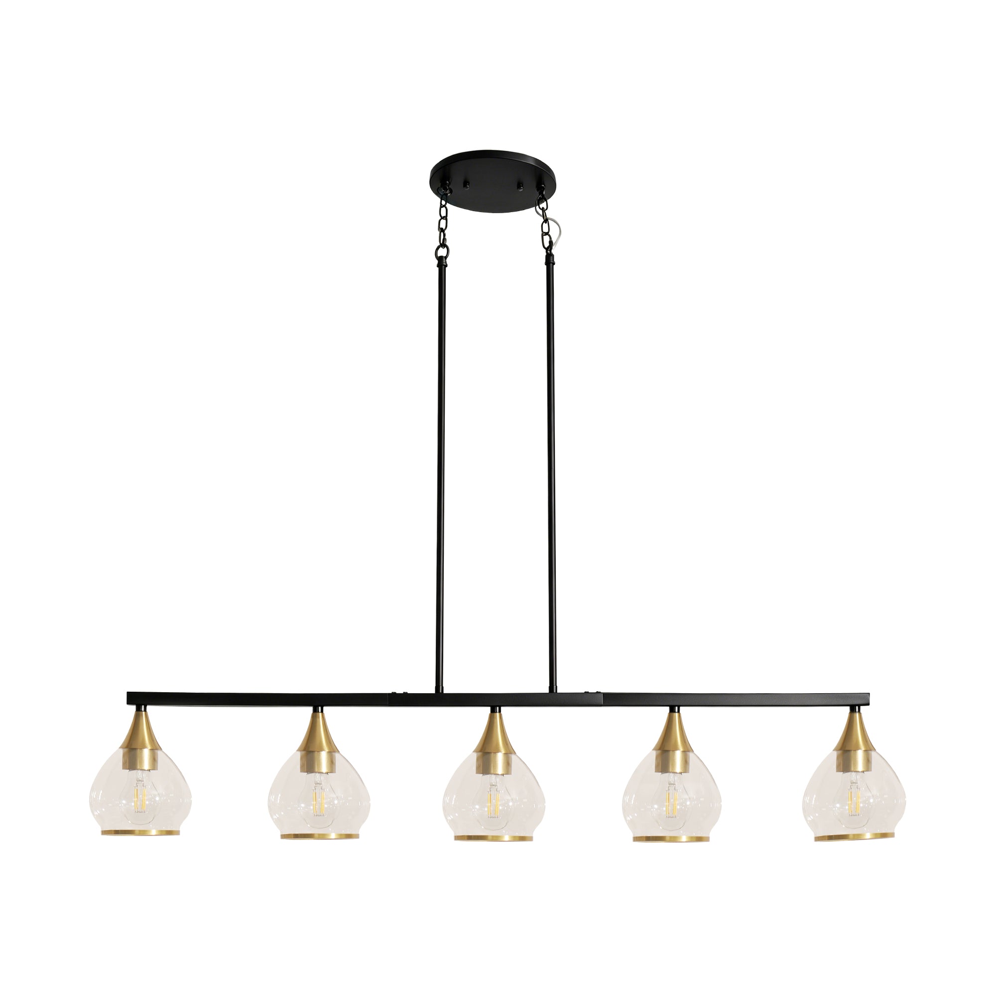 Dehowell 5-Light 40.94'' W Linear Kitchen Island Pendant with Clear Glass Shades