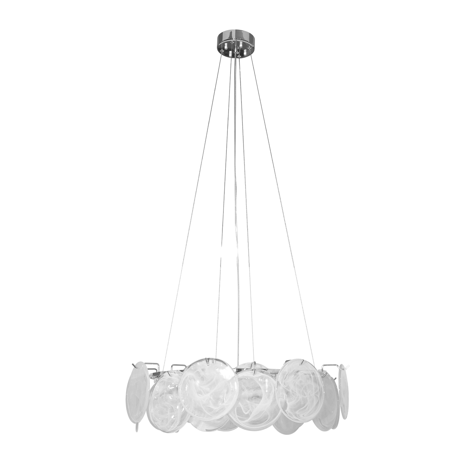 Dehowell 8-Light Cloud Glass Disc Chandelier - Polished Chrome Finish