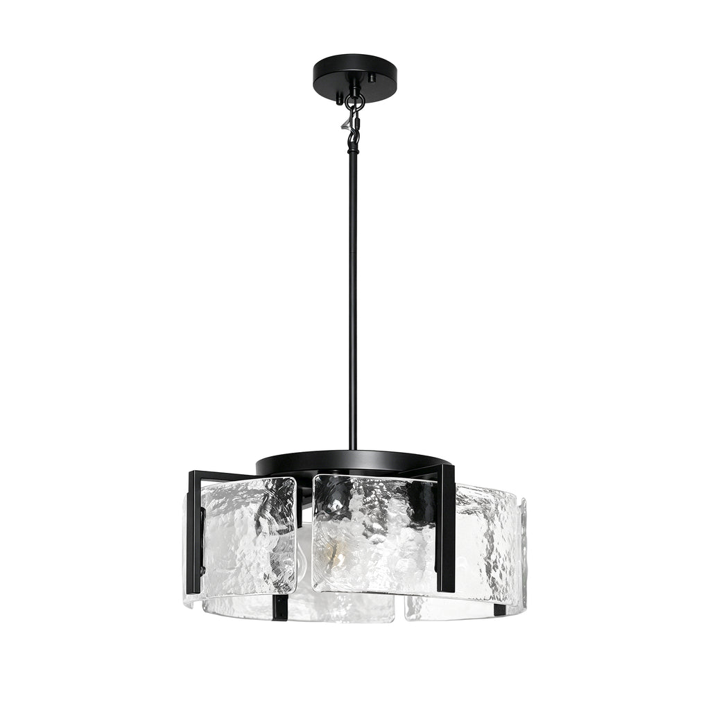 Dehowell 4-Light Modern Drum Chandelier with Textured Water Glass Shades