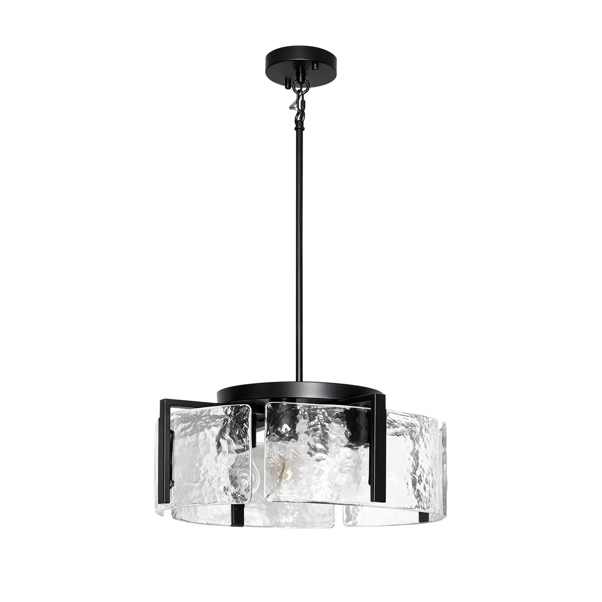 Dehowell 4-Light Modern Drum Chandelier with Textured Water Glass Shades