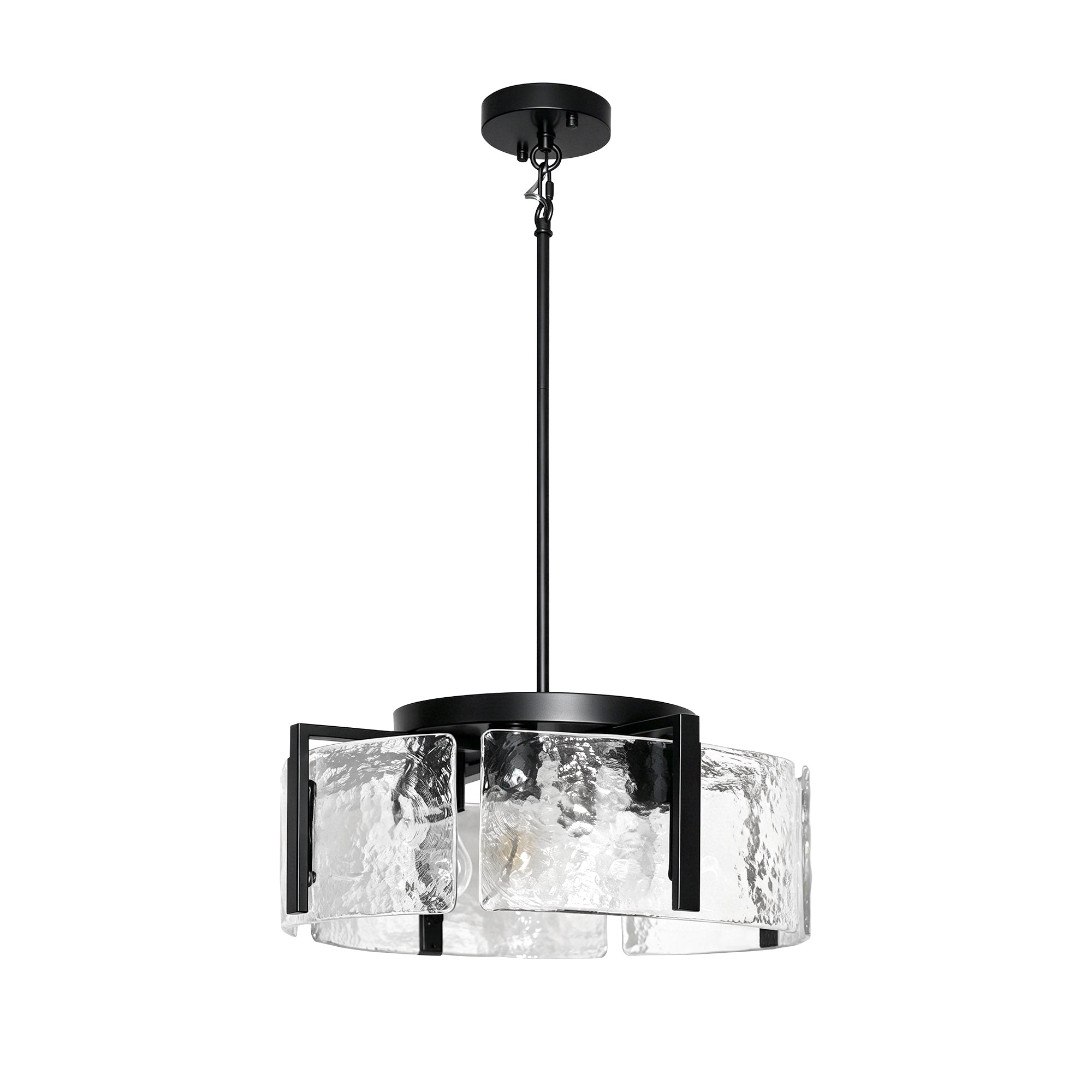 Dehowell 4-Light Modern Drum Chandelier with Textured Water Glass Shades
