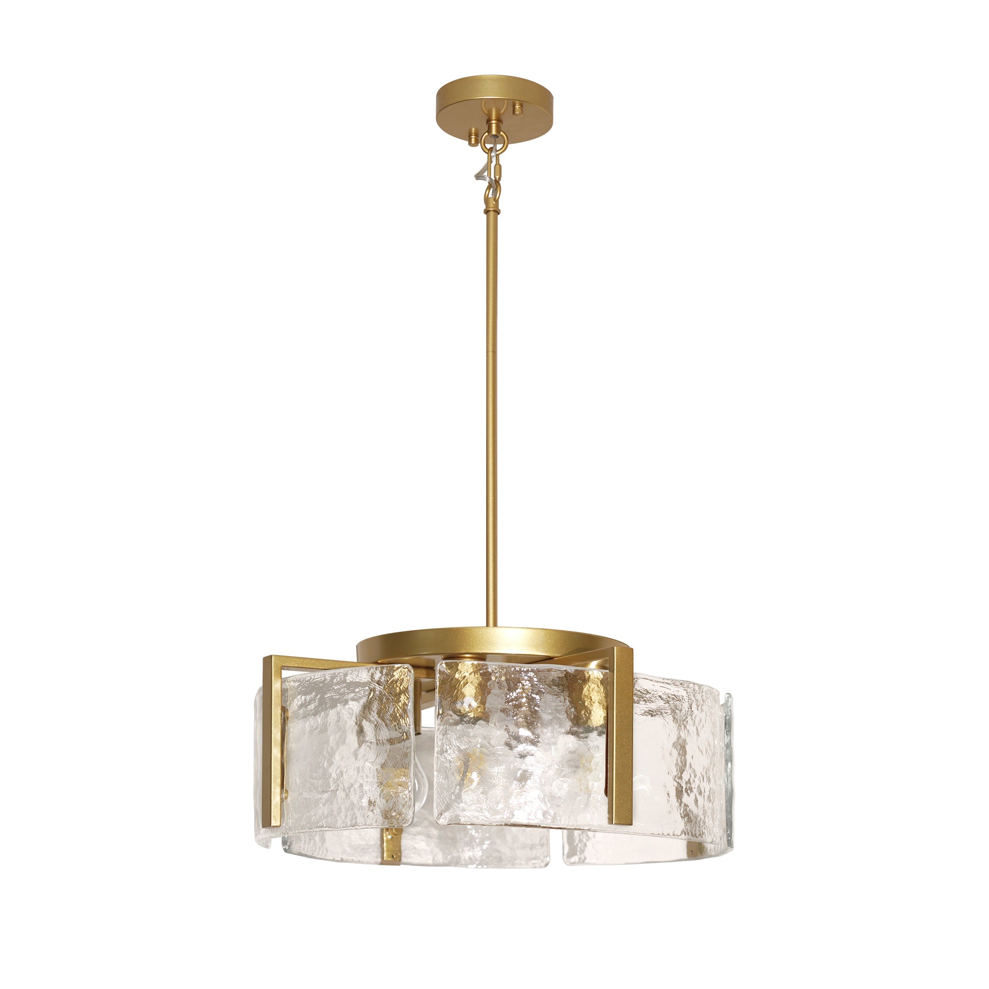 Dehowell 4-Light Modern Drum Chandelier with Textured Water Glass Shades