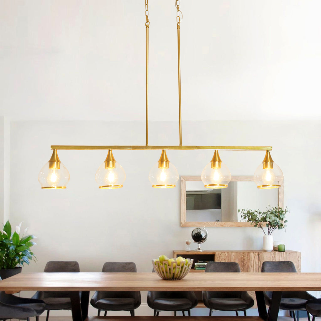Dehowell 5-Light 40.94'' W Linear Kitchen Island Pendant with Clear Glass Shades