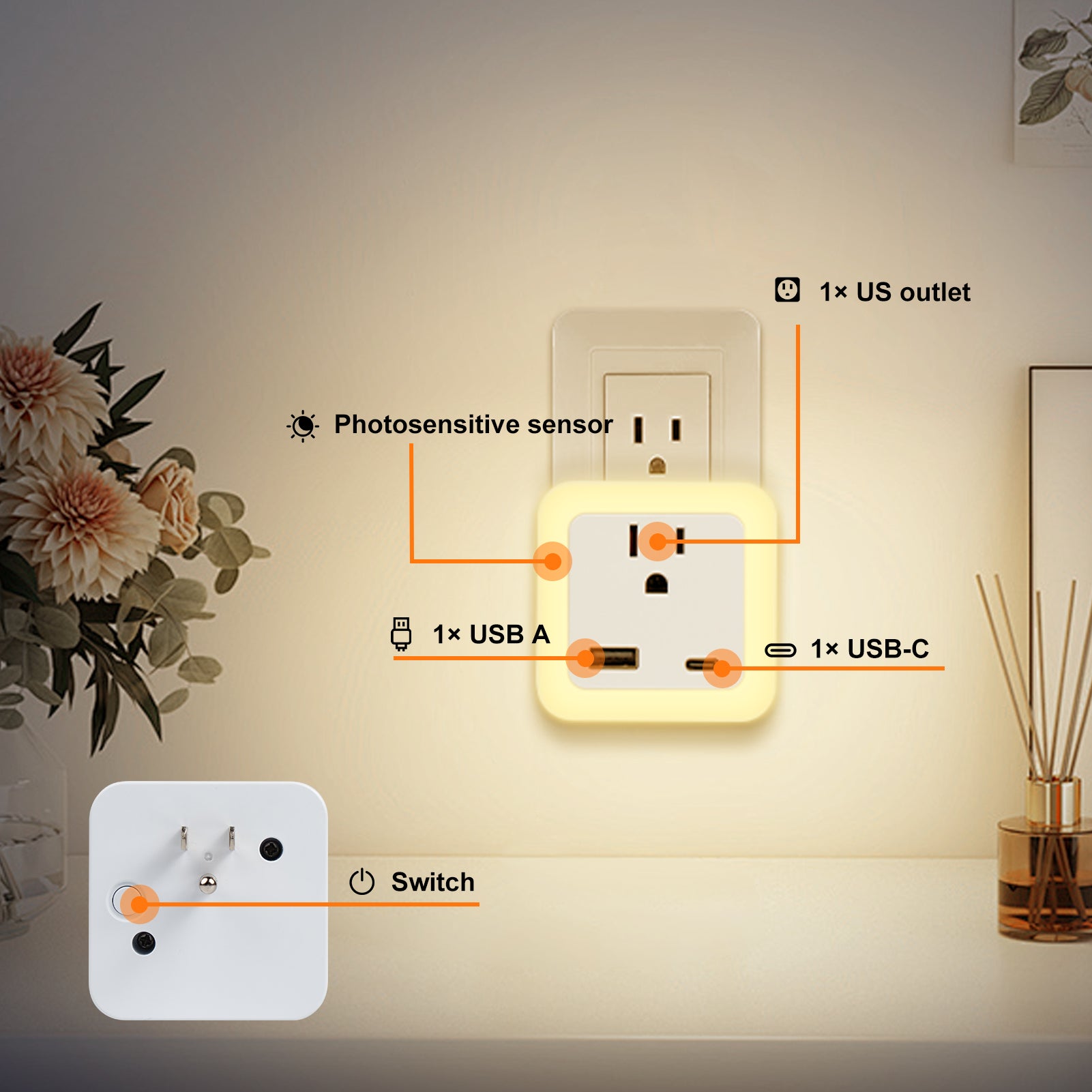 Plug-in LED Night Light 2-Pack