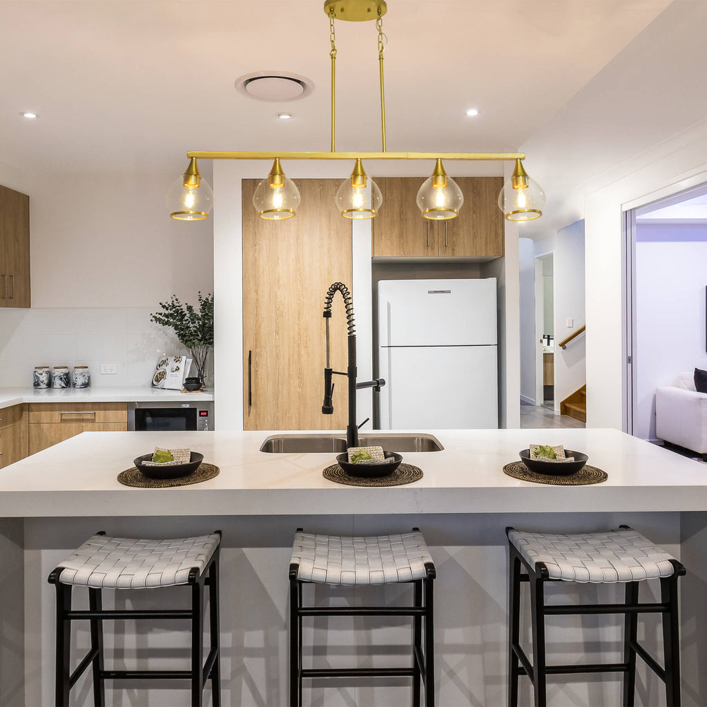 Dehowell 5-Light 40.94'' W Linear Kitchen Island Pendant with Clear Glass Shades