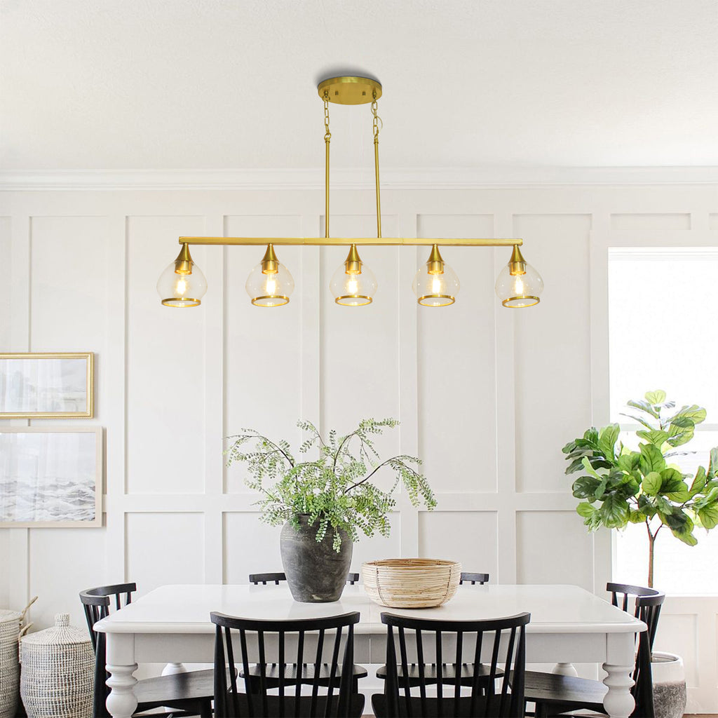 Dehowell 5-Light 40.94'' W Linear Kitchen Island Pendant with Clear Glass Shades