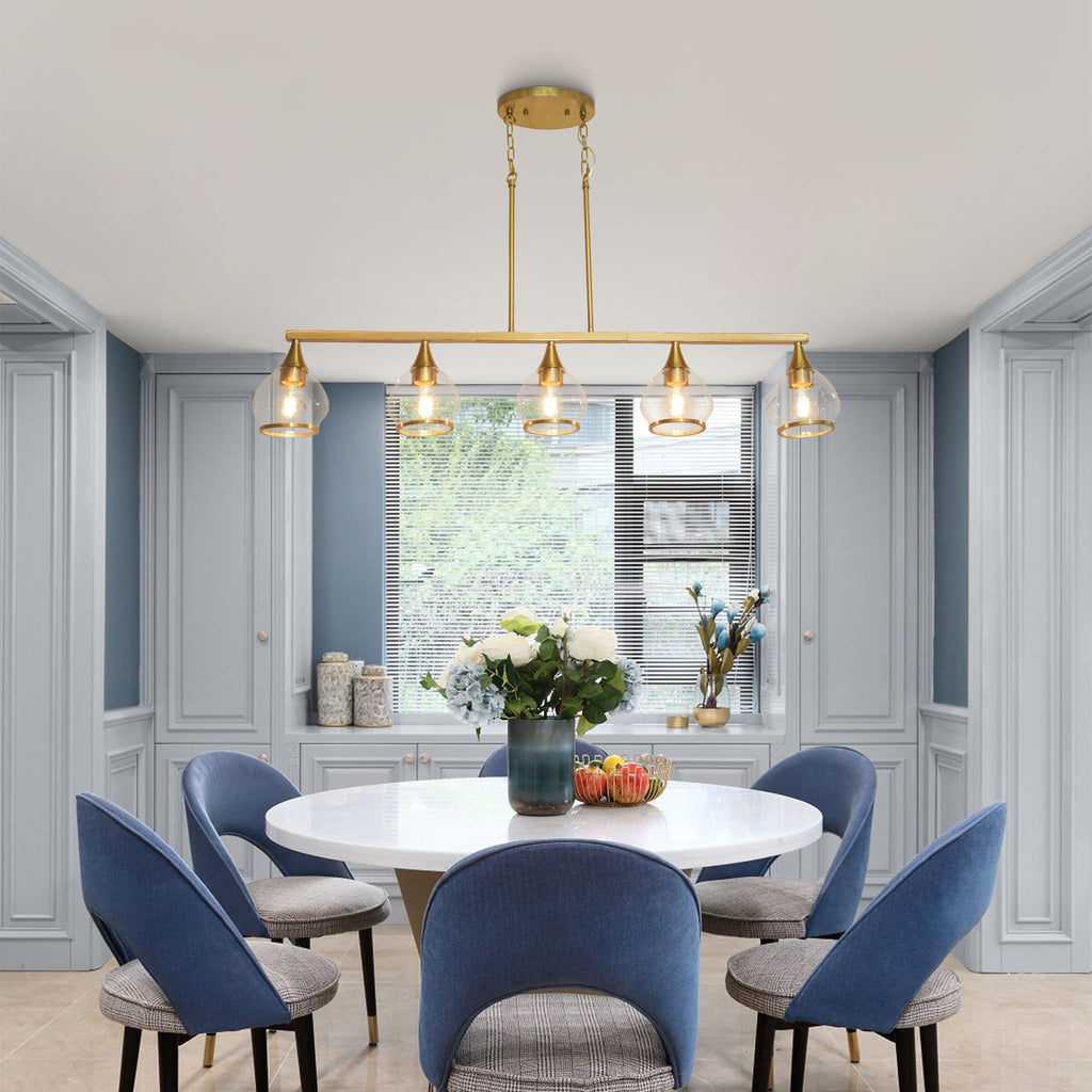 Dehowell 5-Light 40.94'' W Linear Kitchen Island Pendant with Clear Glass Shades