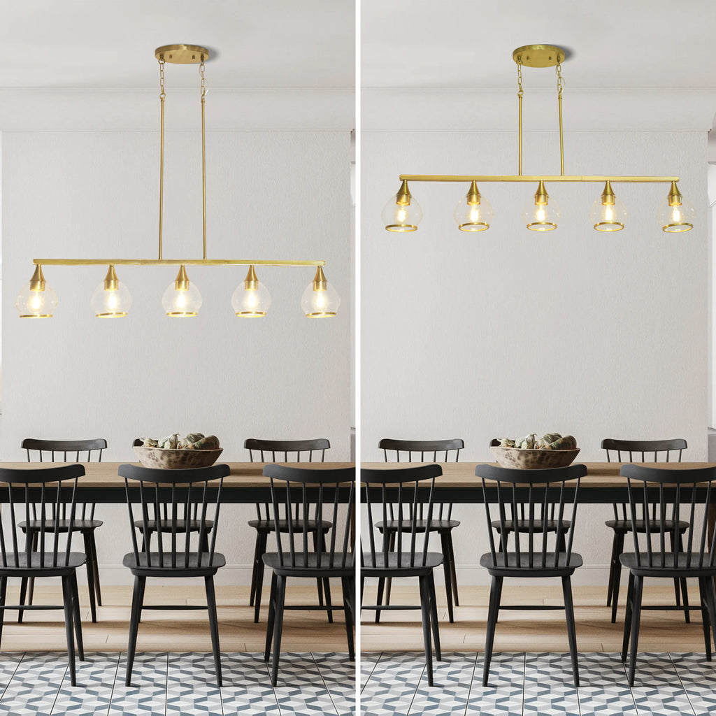 Dehowell 5-Light 40.94'' W Linear Kitchen Island Pendant with Clear Glass Shades