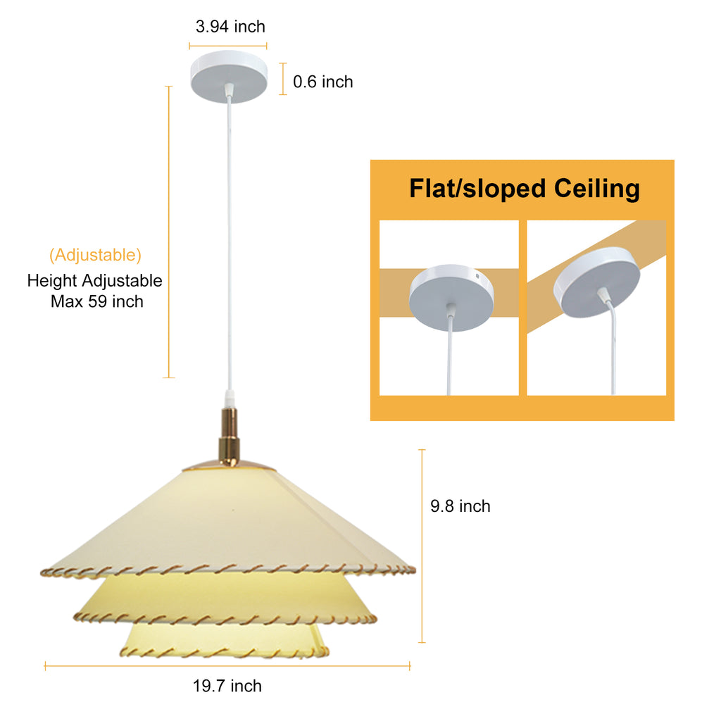 Dehowell Boho 3-tier Fabric Pendant Light With Hand-stitched Rope Detailing