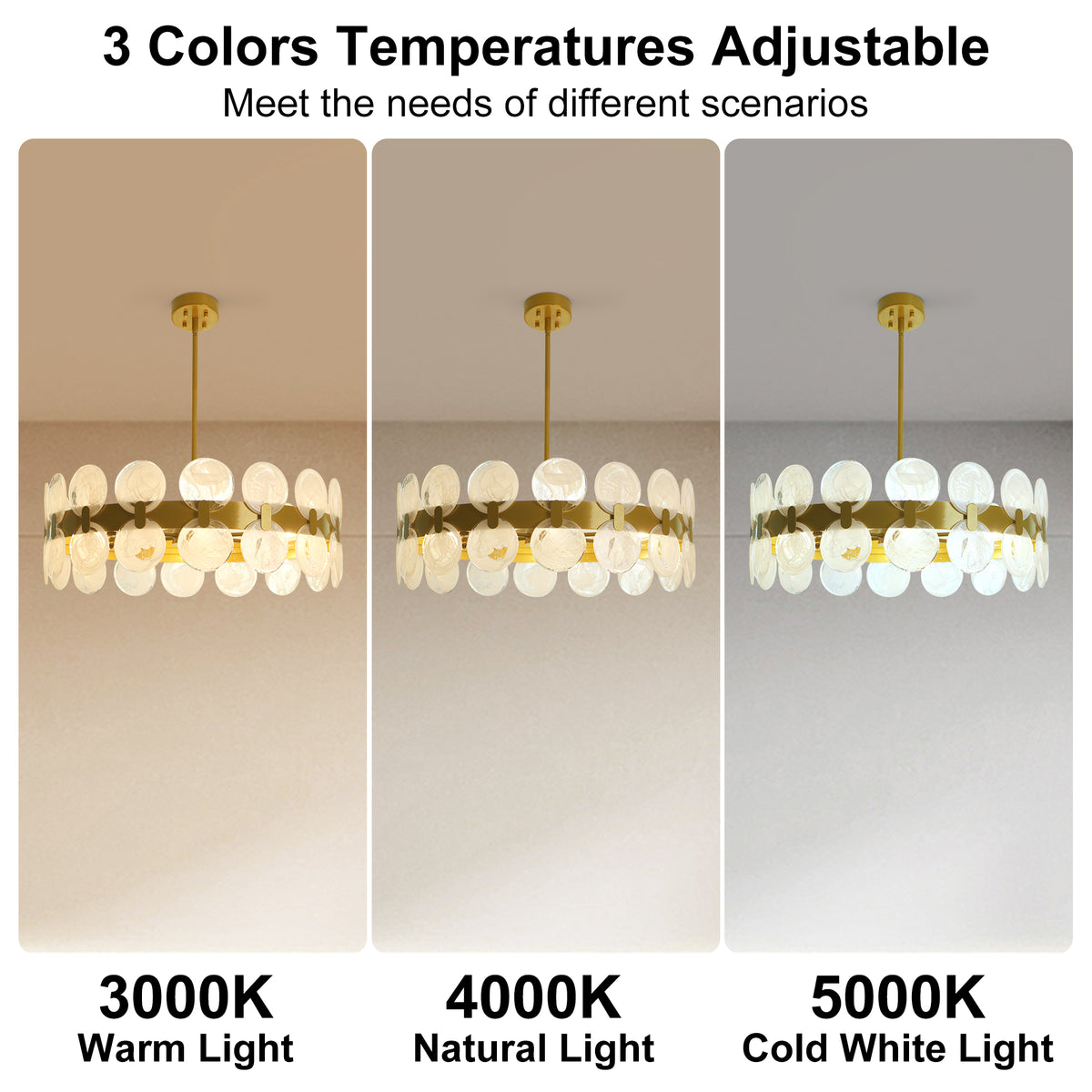 Modern 6 Light 27.56" Gold Chandelier with Handcrafted Cloud Glass Shades