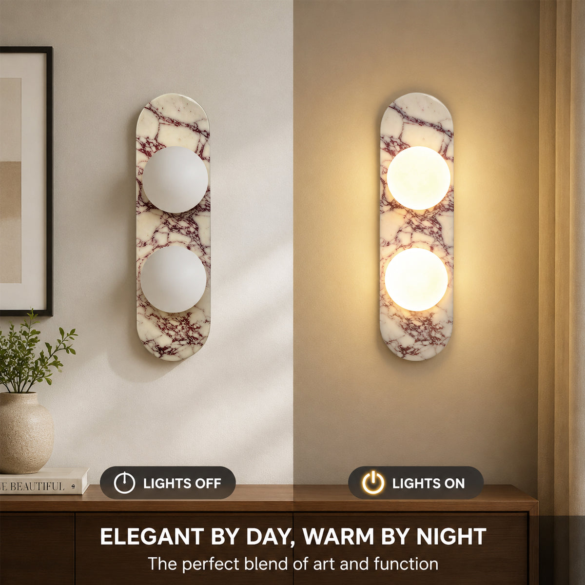 17.32" Bulgari Modern Natural Alabaster Wall Sconce with Globe Shade (G9 Bulbs Included)