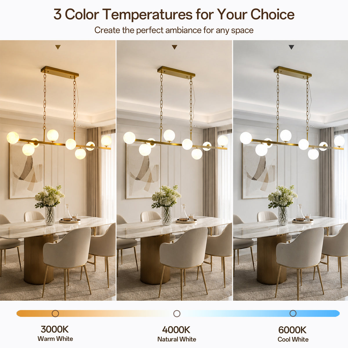 8-Light Brass Modern Linear Chandelier Kitchen Island Pendant Light with Faux Alabaster Glass Shade