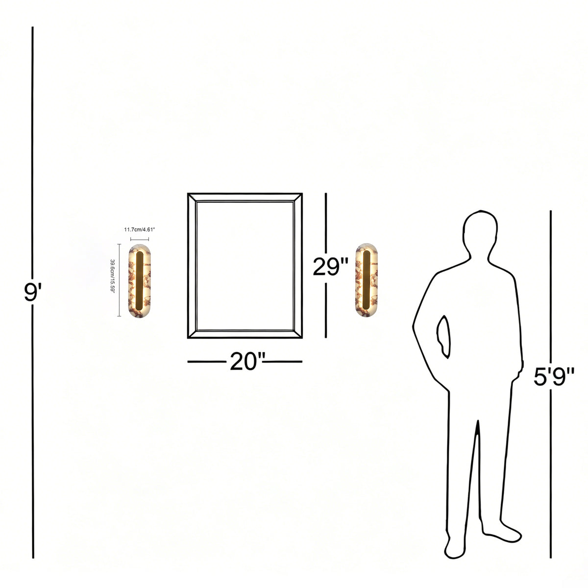 Modern Bulgari Marble Wall Sconce, 3‑Step CCT Selectable LED Light with Brass Metal Accent