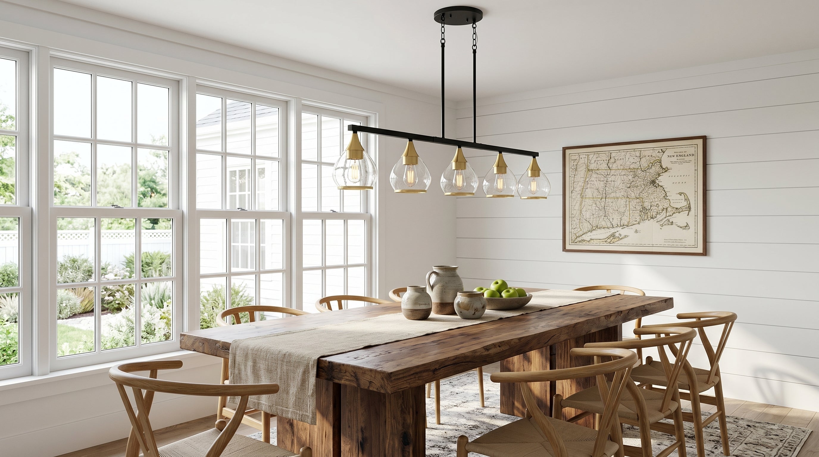 Dehowell 5-Light 40.94'' W Linear Kitchen Island Pendant with Clear Glass Shades