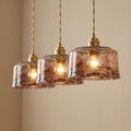 Dehowell 3-Light Island Pendant With Amber Glass Shade (Set of 3)