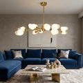 Dehowell 12-Light Modern Brushed Gold Sputnik Chandelier with Glass Awl Shades