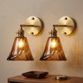 Dehowell 2 lights Adjustable Metal Armed Wall Sconce with Amber Glass Lampeshade