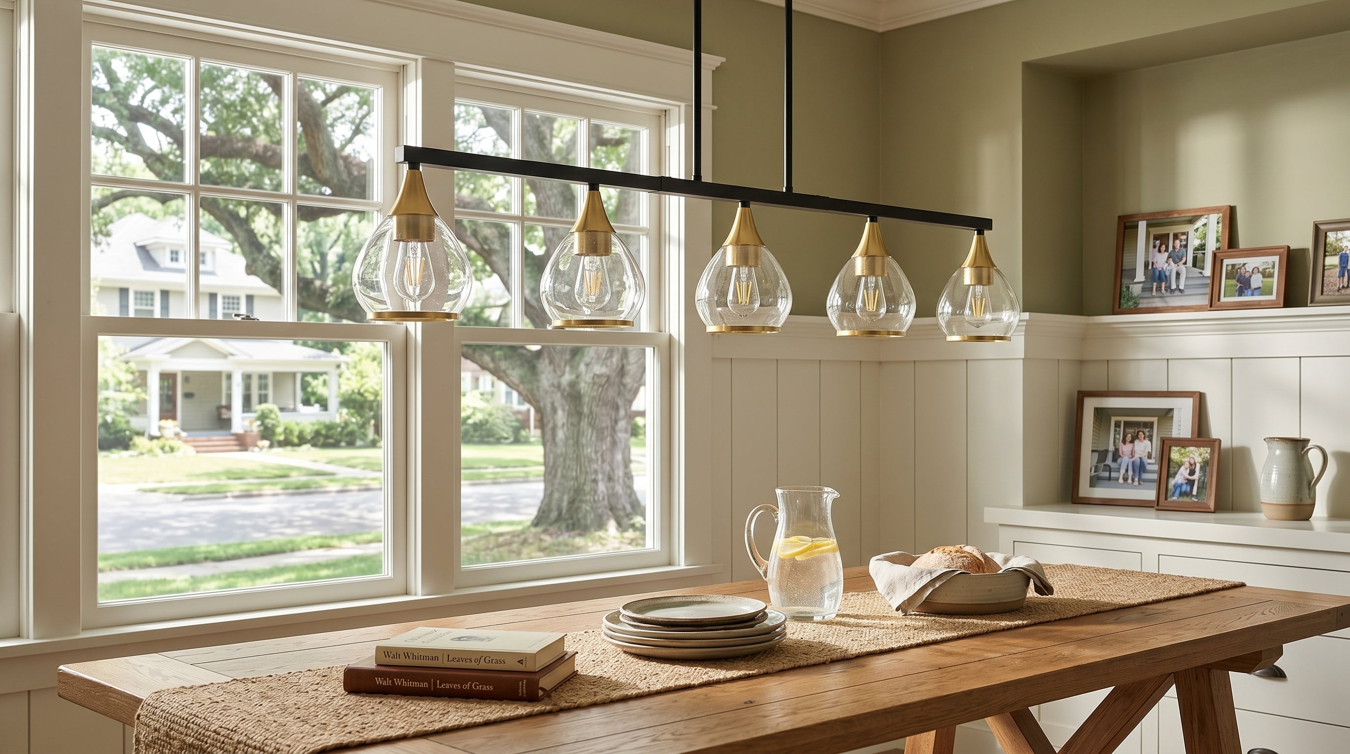 Dehowell 5-Light 40.94'' W Linear Kitchen Island Pendant with Clear Glass Shades
