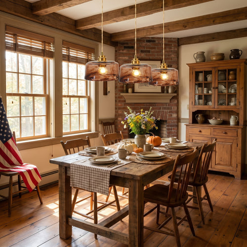 Dehowell 3-Light Island Pendant With Amber Glass Shade (Set of 3)
