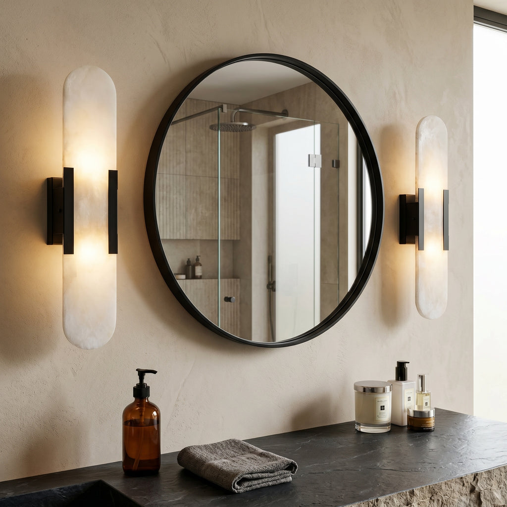 Dehowell 19.7in Dimmable Wall Mounted Sconce with Alabaster Shade,Modern 2-lights Wall Light with G9 Bulbs (Set of 2)