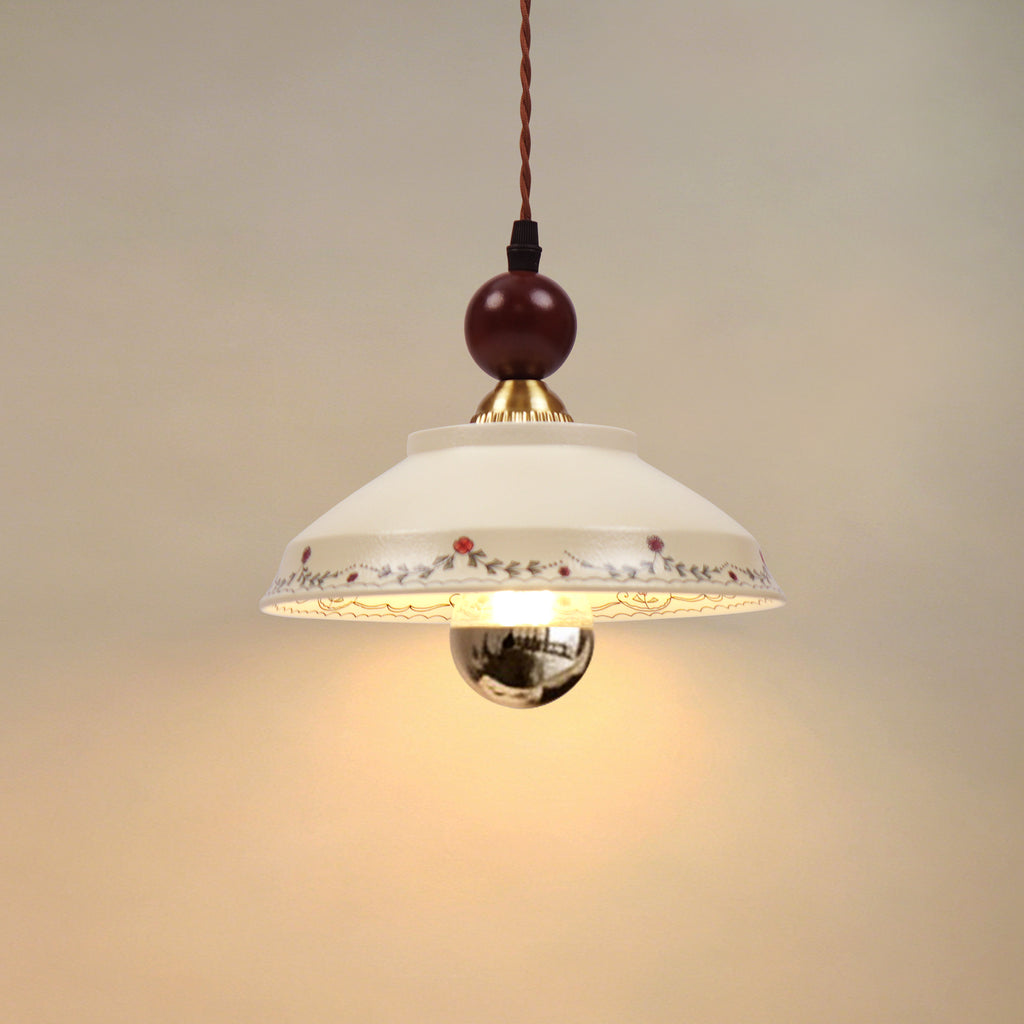 Dehowell Vintage Floral Hand-Painted Ceramic Pendant Light
