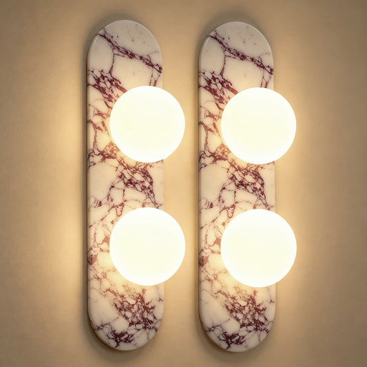 17.32" Bulgari Modern Natural Alabaster Wall Sconce with Globe Shade (G9 Bulbs Included)
