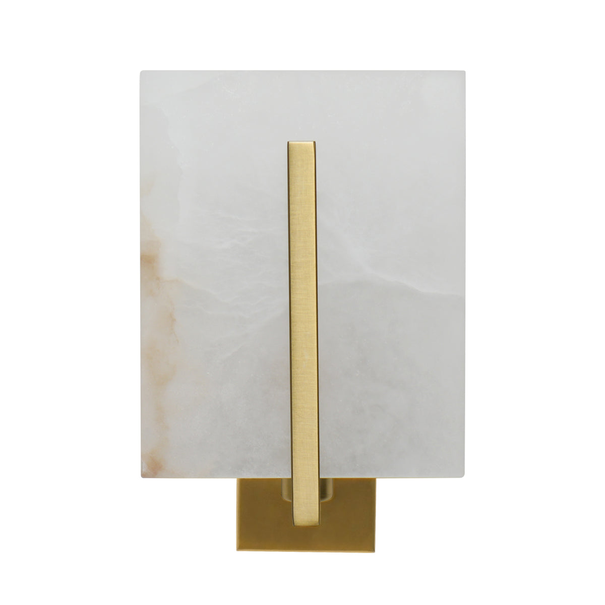 Rectangle Spanish Alabaster Wall Sconce Light 3-Color Selectable Brass LED Wall Mount Lamp