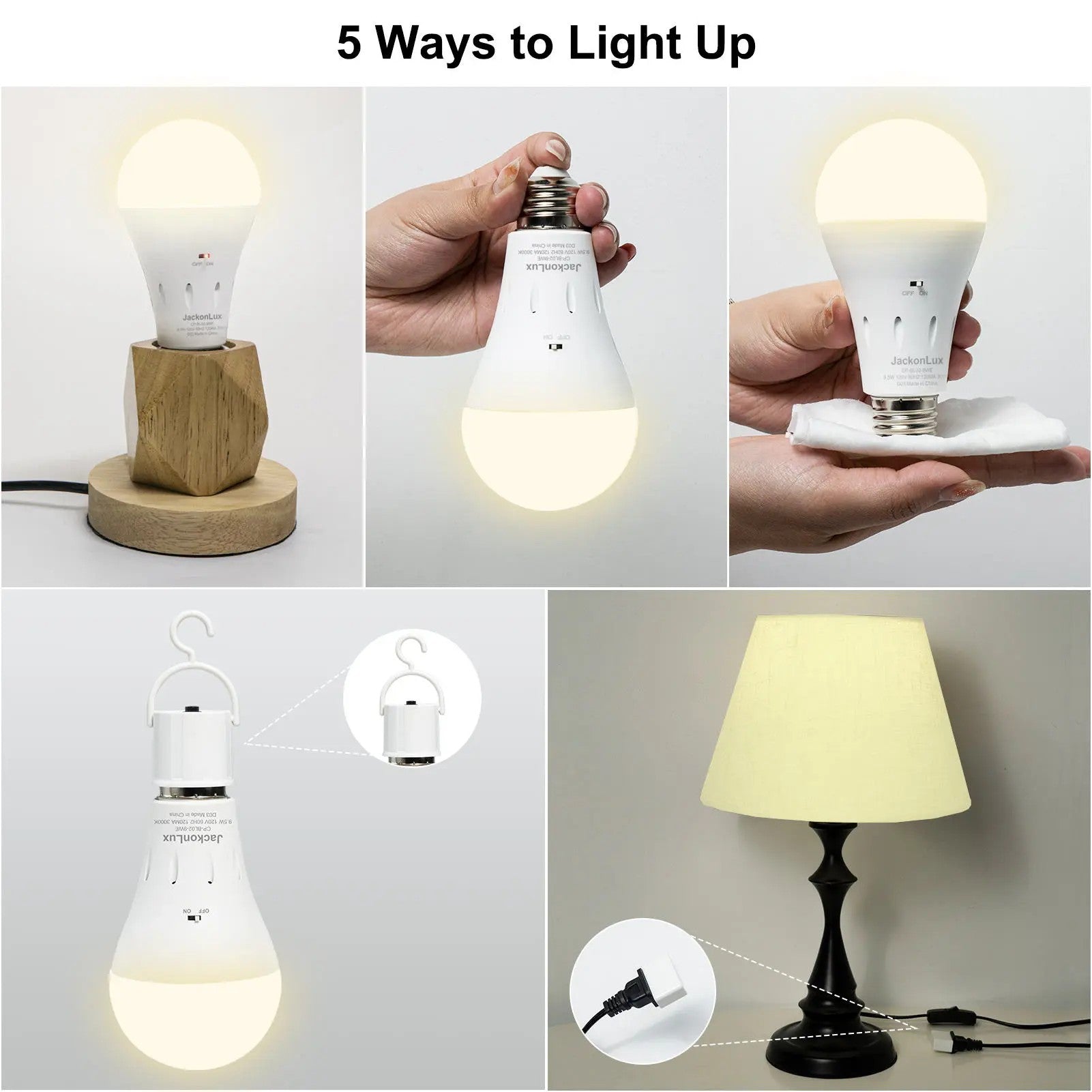 Dehowell 4-in-1 Rechargeable Emergency Light Bulb (Battery Backup)