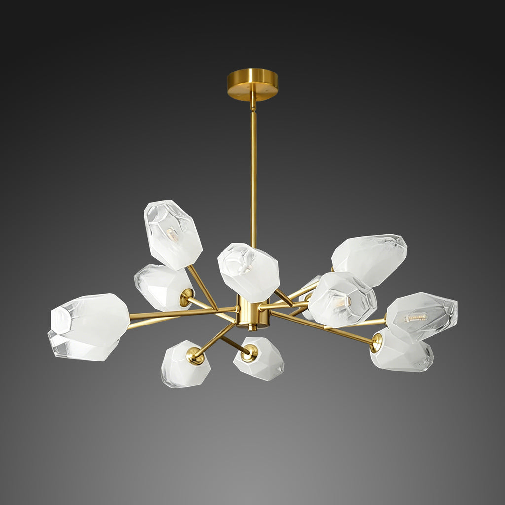 Dehowell 12-Light Modern Brushed Gold Sputnik Chandelier with Glass Awl Shades
