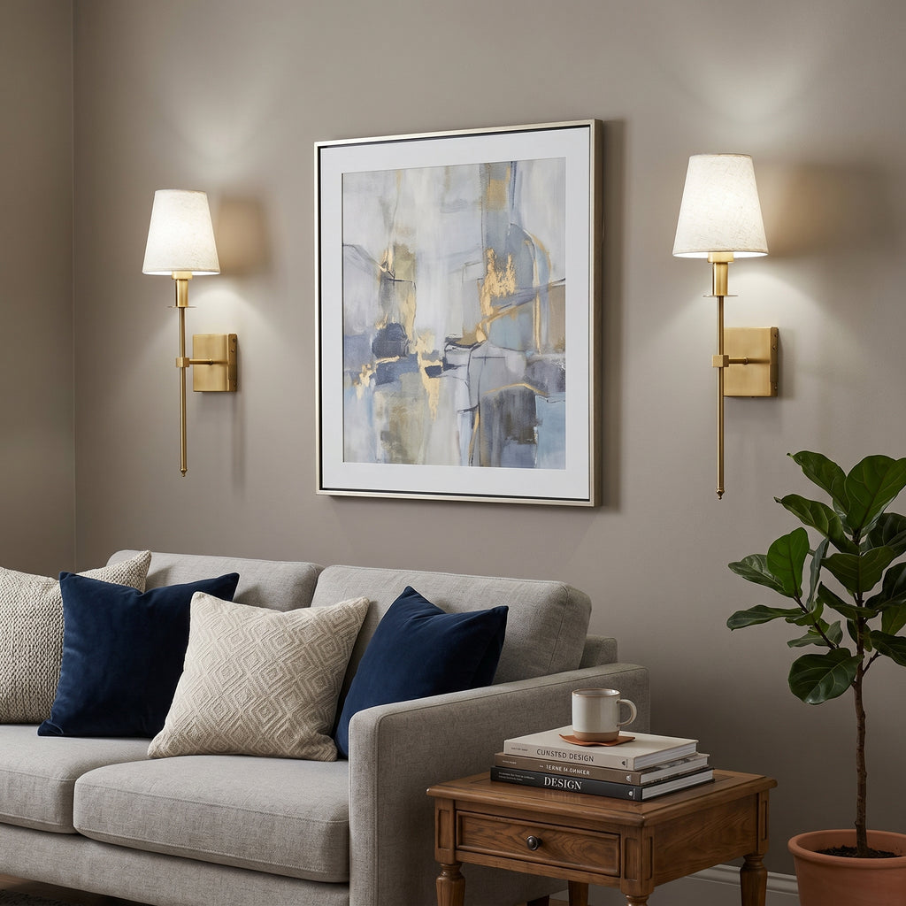 Dehowell Modern Removable Battery Operated Wireless Fabric Shade Wall Sconce With Remote Control (Set of 2)