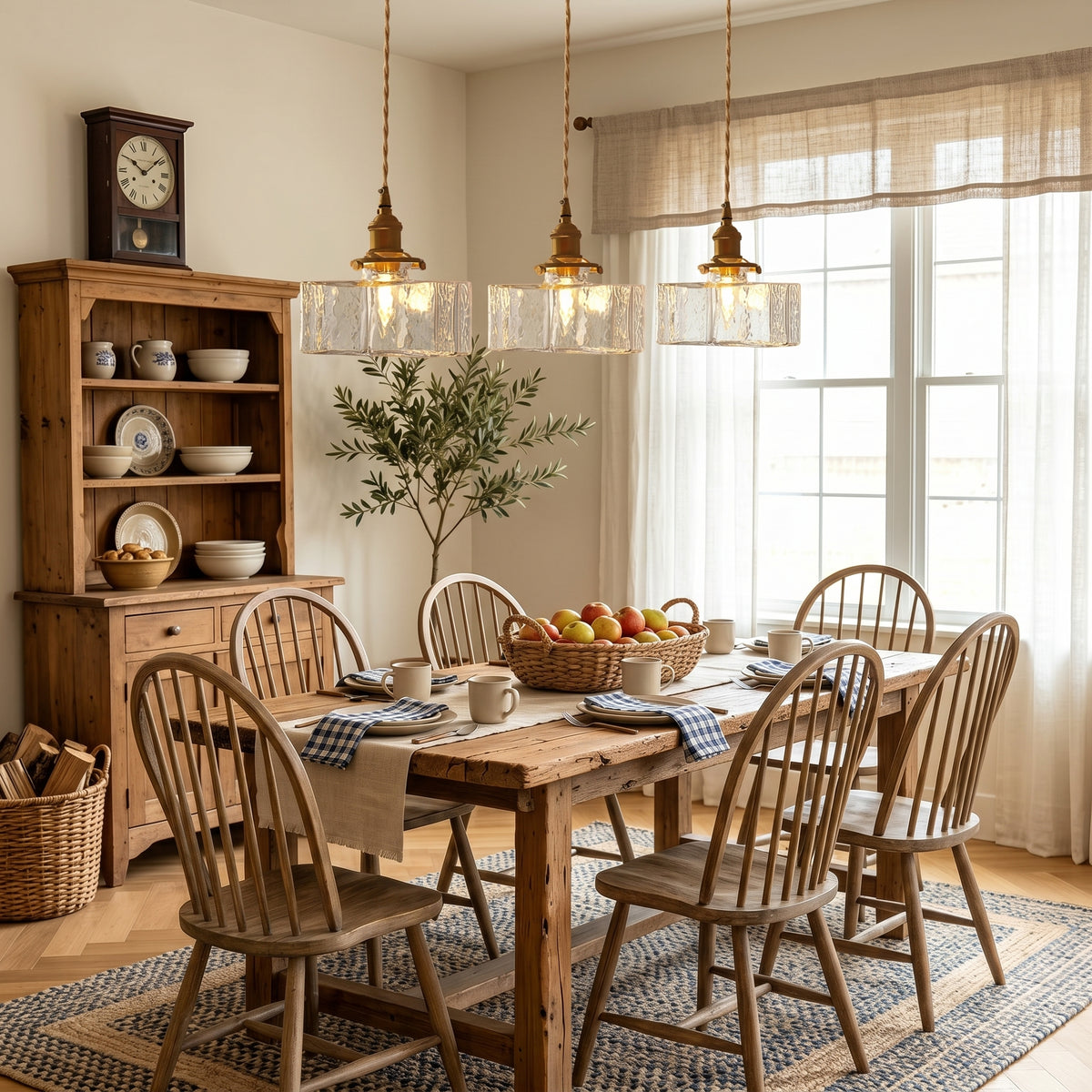 Modern Textured Square Glass Pendant With Brass Fixture for Kitchen Island Lighting