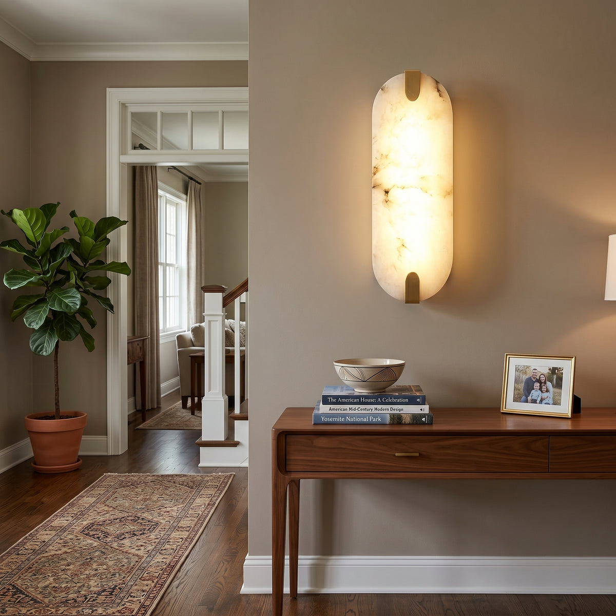 Modern Natural Alabaster Wall Sconce With 3-color Dimmable Led
