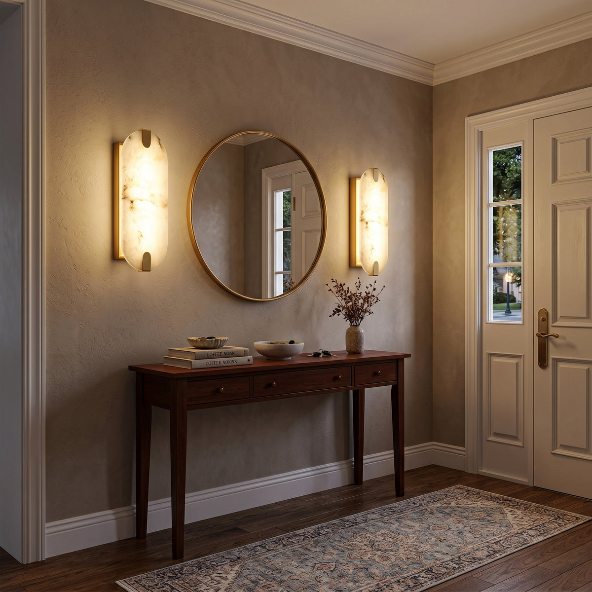 Modern Natural Alabaster Wall Sconce With 3-color Dimmable Led