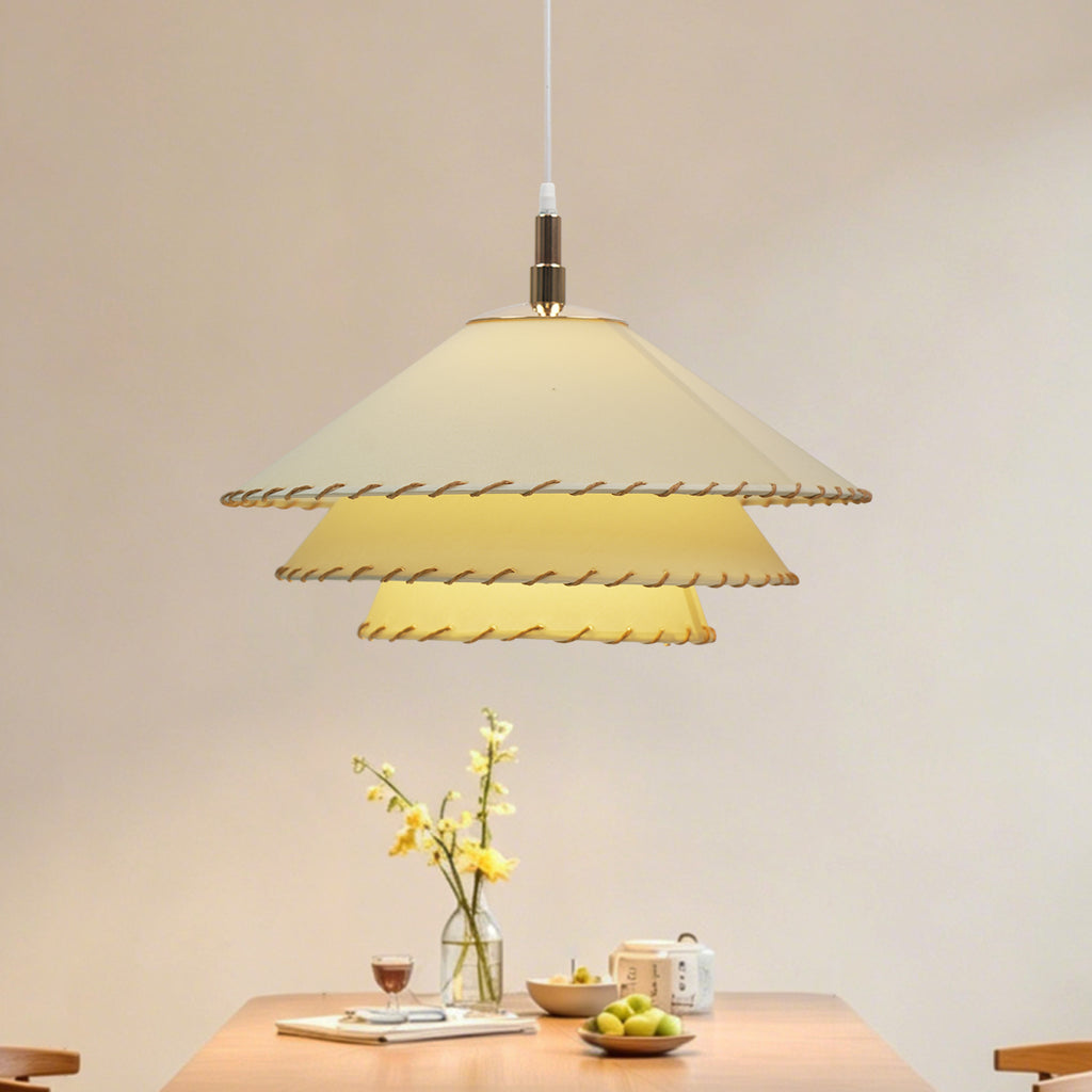 Dehowell Boho 3-tier Fabric Pendant Light With Hand-stitched Rope Detailing