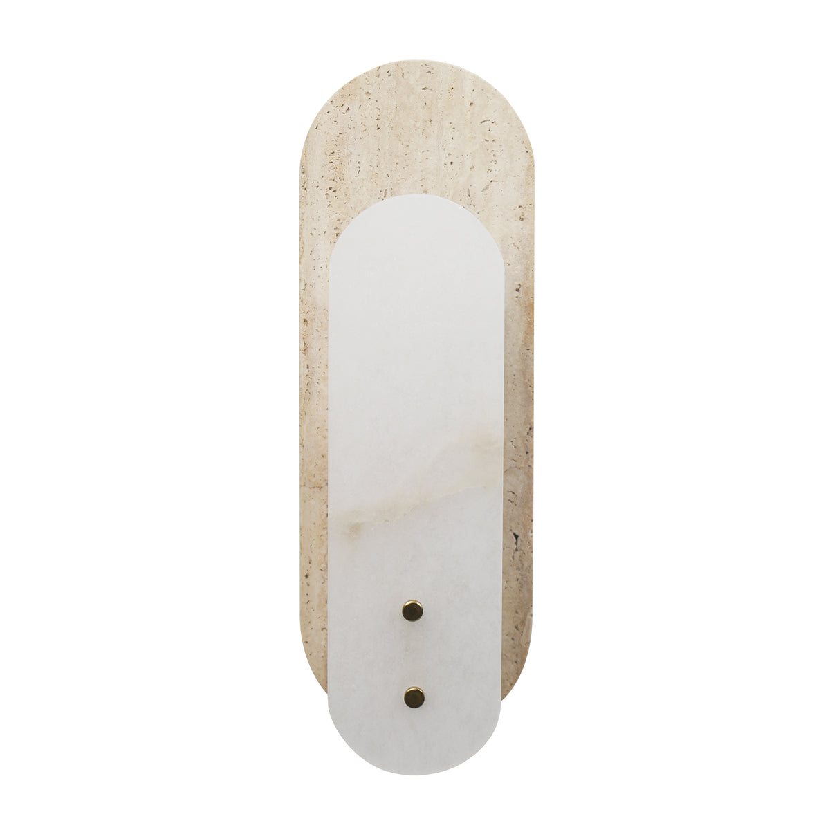 Modern 1-Light 14.57in Travertine and Alabaster LED Flush Mount Wall Sconce with Brass Accent