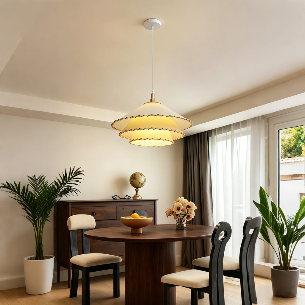 Dehowell Boho 3-tier Fabric Pendant Light With Hand-stitched Rope Detailing