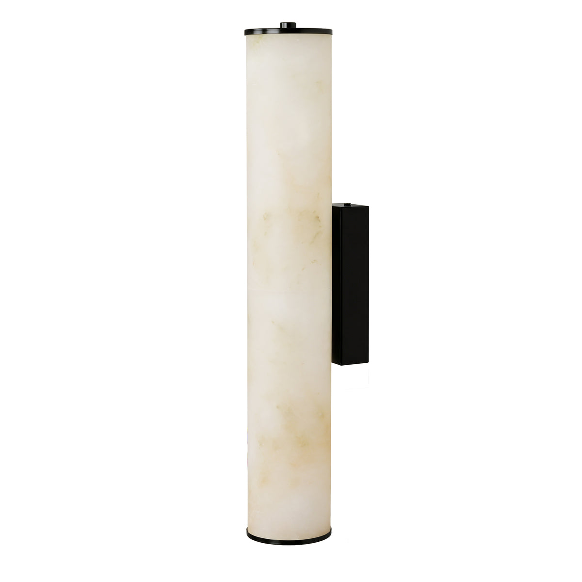 19.7" Modern Cylindrical LED Natural Alabaster Wall Sconce, Dimmable Integrated Light with Brass Metal Backp