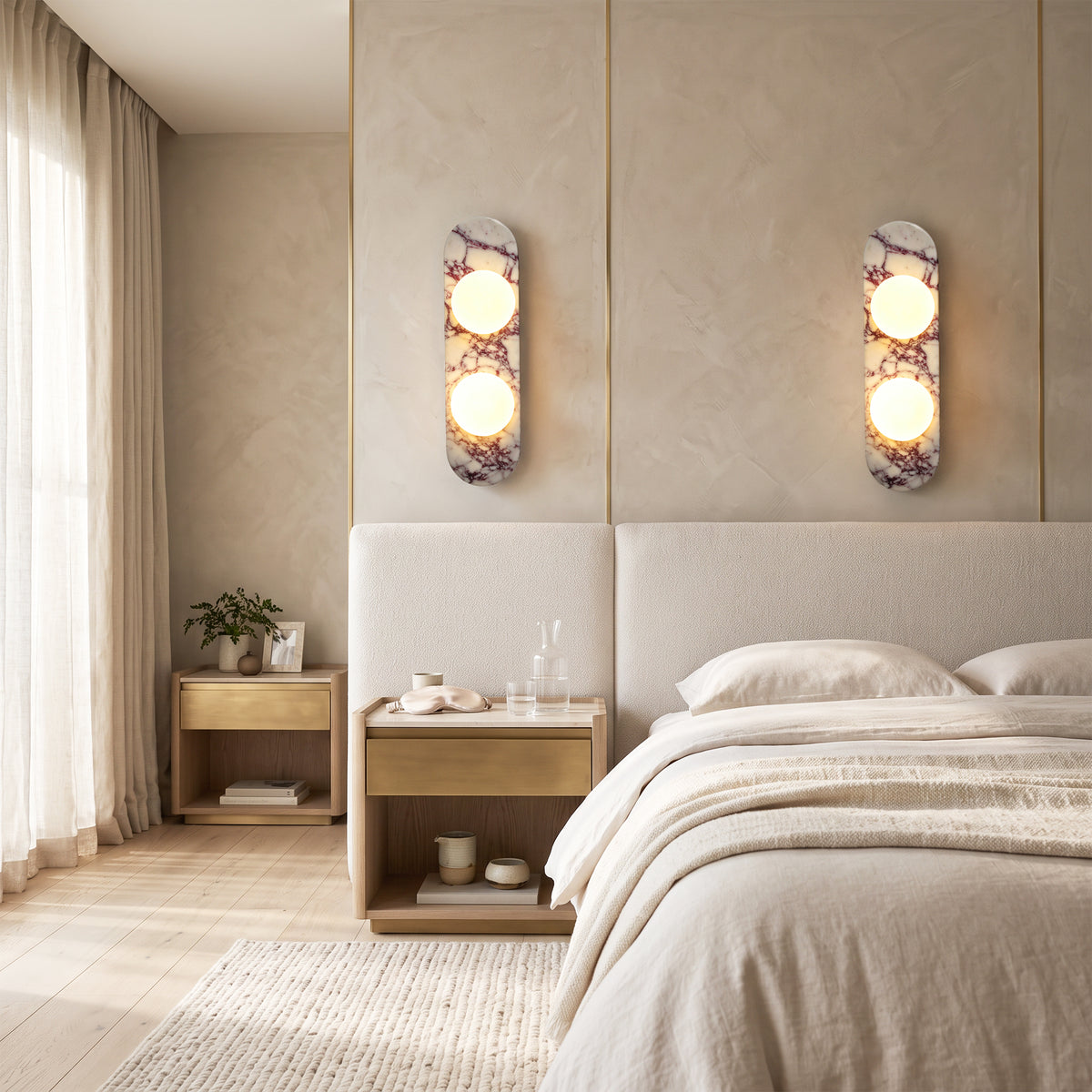17.32" Bulgari Modern Natural Alabaster Wall Sconce with Globe Shade (G9 Bulbs Included)