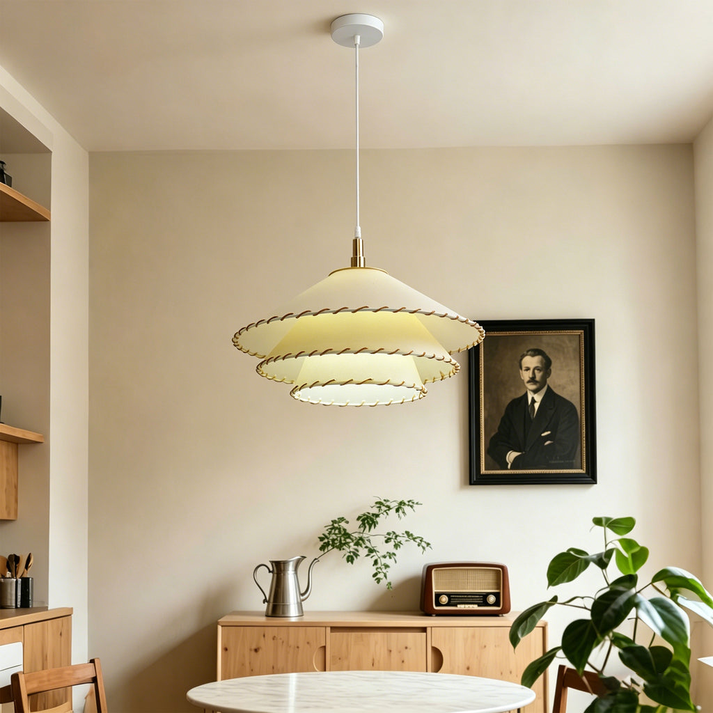 Dehowell Boho 3-tier Fabric Pendant Light With Hand-stitched Rope Detailing
