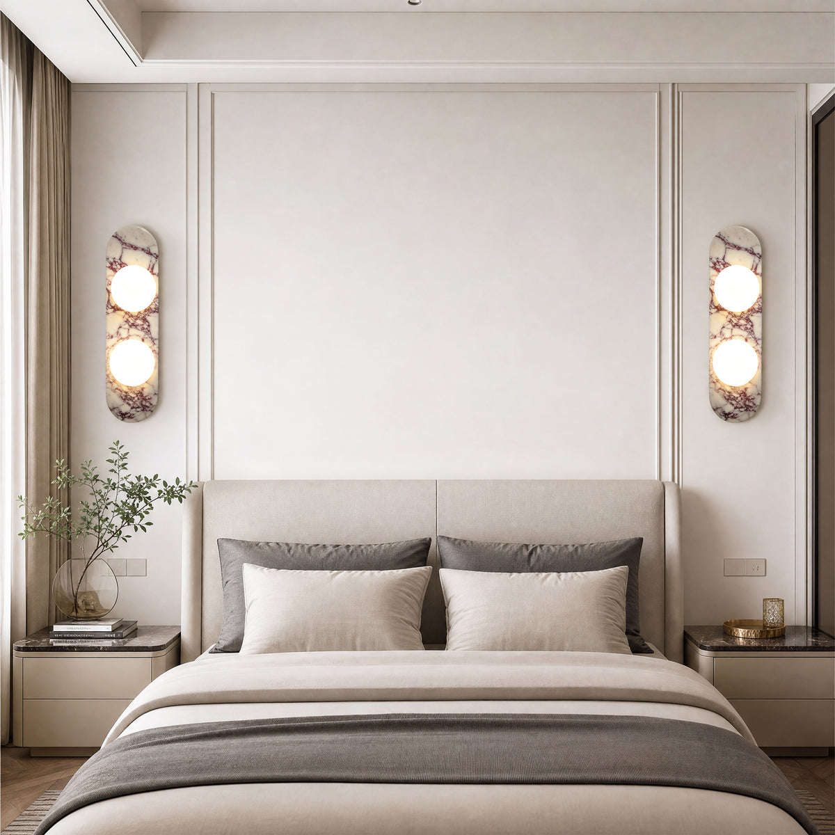 17.32" Bulgari Modern Natural Alabaster Wall Sconce with Globe Shade (G9 Bulbs Included)