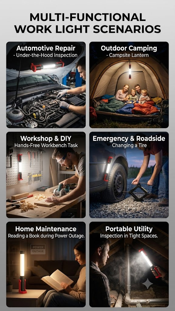 Dehowell Rechargeable Magnetic LED Work Light | Portable Under-Hood Shop Light & Camping Lantern