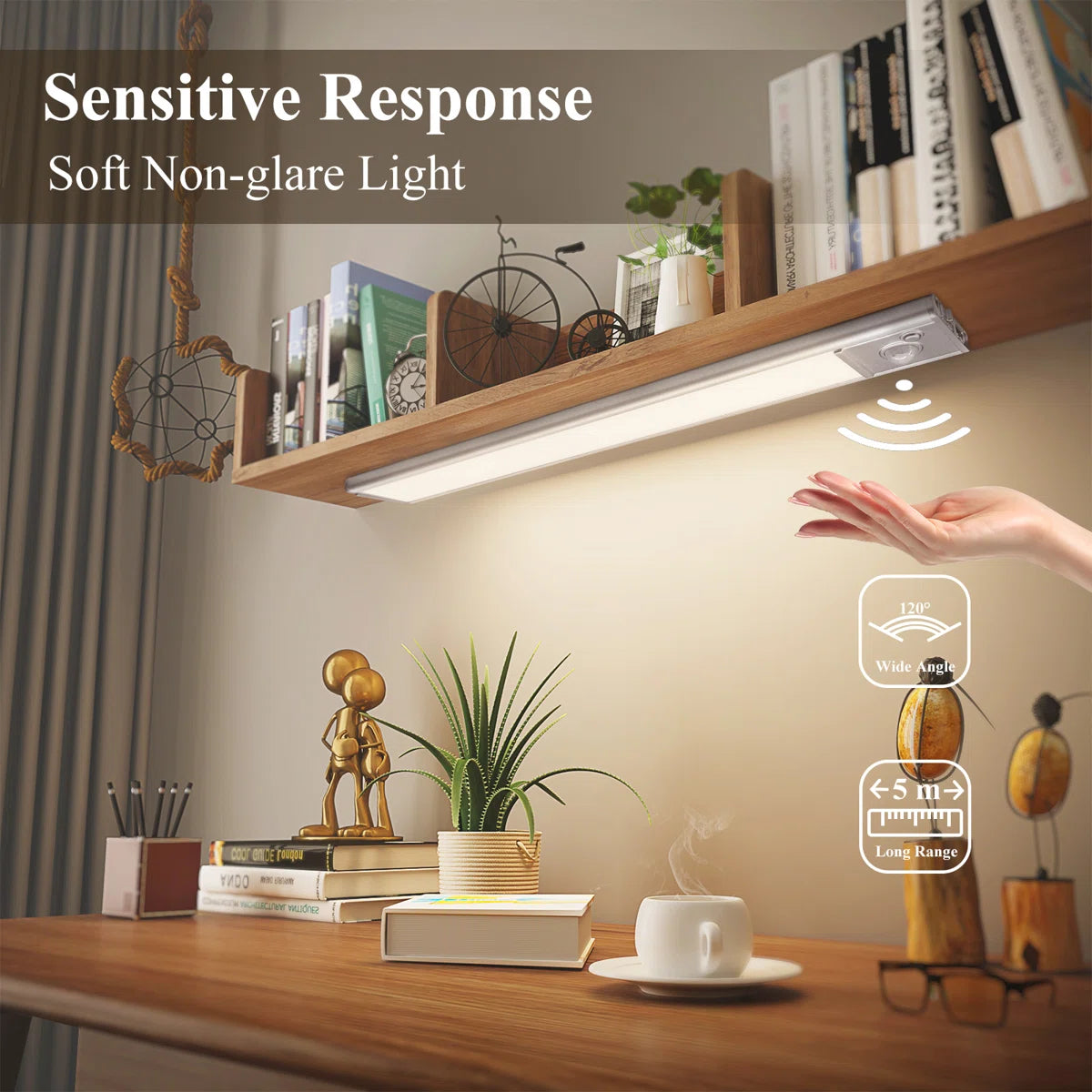 Dehowell 12 Inch 2pcs Wireless Led Dimmable Ultra Thin Motion Sensor Under Cabinet Light (Set of 2)
