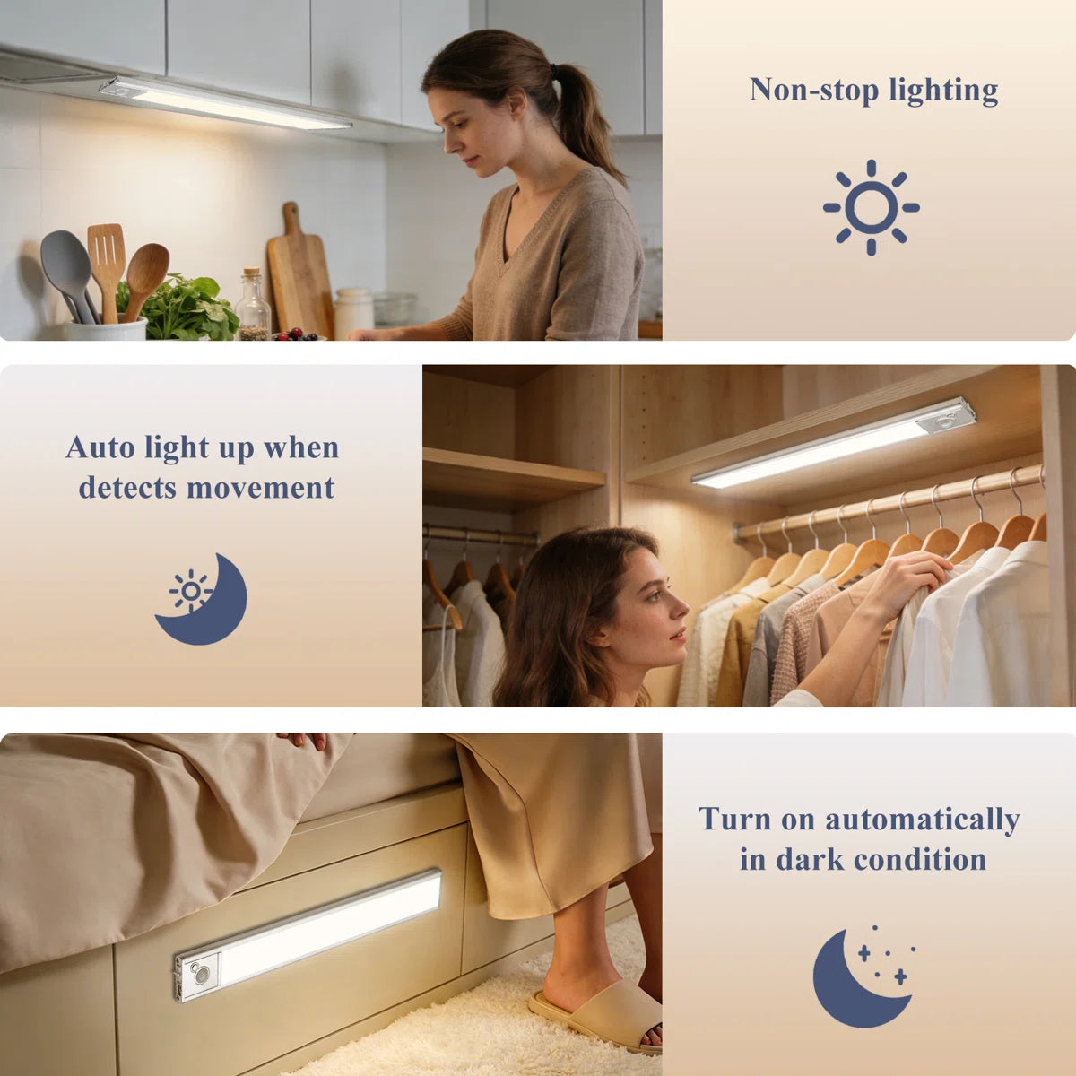 Dehowell 12 Inch 2pcs Wireless Led Dimmable Ultra Thin Motion Sensor Under Cabinet Light (Set of 2)
