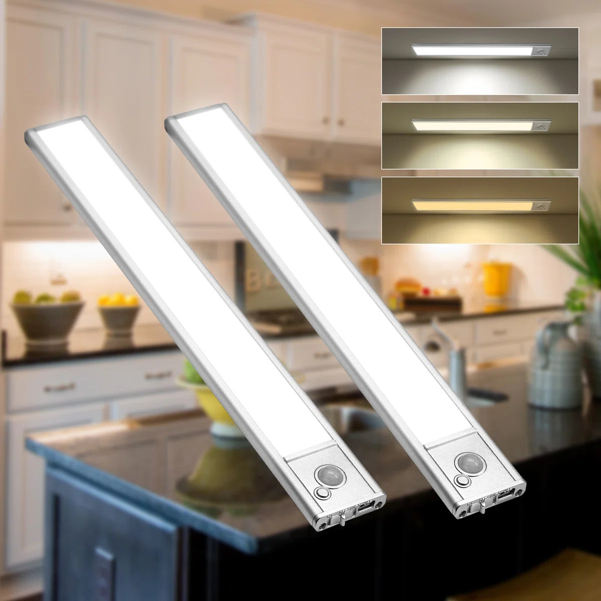Dehowell 12 Inch 2pcs Wireless Led Dimmable Ultra Thin Motion Sensor Under Cabinet Light (Set of 2)