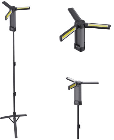 Dehowell Super Bright Portable COB Work Light | Telescopic Tripod Stand Night Market Lamp | Foldable 3-Panel Detachable Flashlight