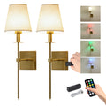 Dehowell Modern Removable Battery Operated Wireless Fabric Shade Wall Sconce With Remote Control (Set of 2)